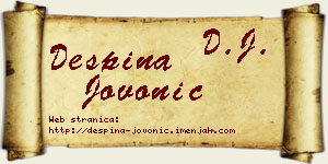 Despina Jovonić vizit kartica